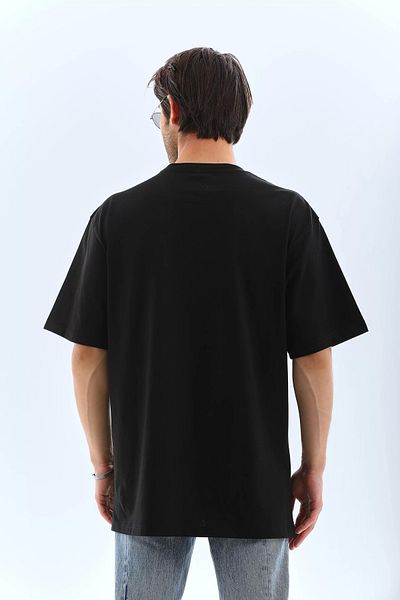 Sobe Hediyelik Unisex Oversize Jewelled Crew Neck T-Shirt - Black
