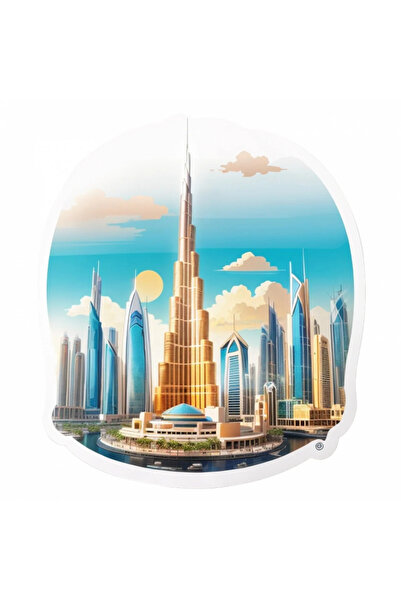 INOVATIX Set de 8 piese, autocolant Dubai City Burj Khalifa, INOVATIX®. 6 cm