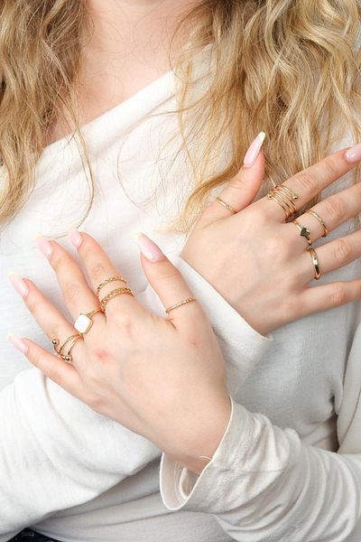 Jack Ferrero Gold Women's Ring Set Color-Resistant