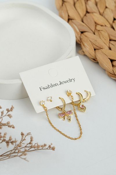 Jack Ferrero Gold Women's Steel 6-Piece Earring Set