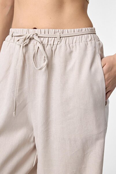 Antioch Beige Linen Blend Women's Trousers