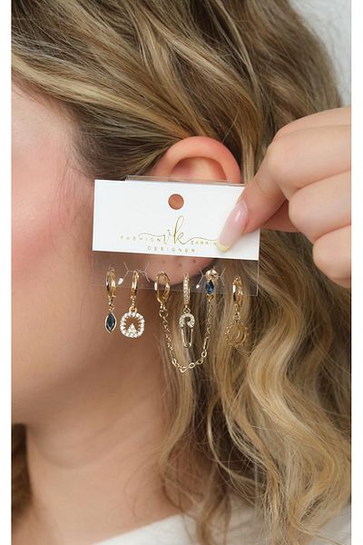 Jack Ferrero Gold Women's Steel 6-Piece Earring Set