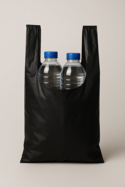 Özkan Ambalaj Temizlik 20 × 35 سم حقيبة رياضية سوداء صغيرة الحجم بمقبض 1 كيلوغرام (حقيبة بقالة ماركت ماناف)