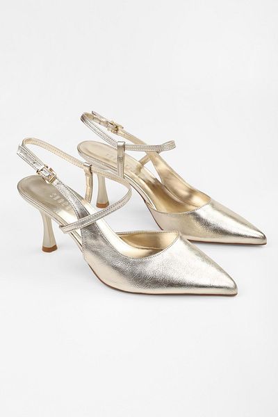 Shoeberry Women's Nella Gold Shiny Stiletto