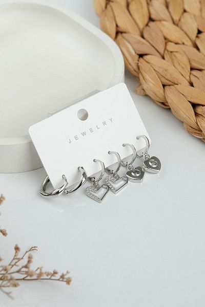 Jack Ferrero Silver Women's Steel 6 Piece Earring Set