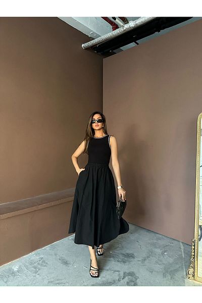 BelezaStore ROCHIE DE BAZĂ CİTY COOL GOLIȚĂ GOLIȚĂ MINIMAL SPORT CHIC ROCHIE NEGRĂ DE CALITATE PREMIUM