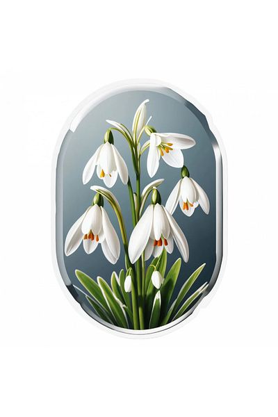 INOVATIX Set of 8, Snowdrop Flowers Sticker, INOVATIX®. 6 cm