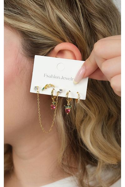 Jack Ferrero Gold Women's Steel 6-Piece Earring Set