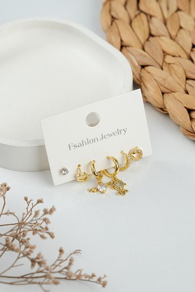 Jack Ferrero Gold Women's Steel 6-Piece Earring Set