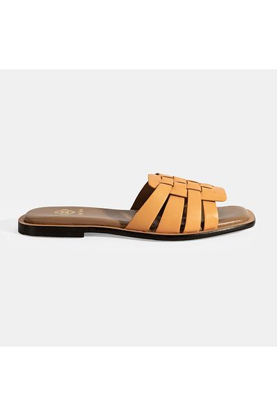 Desa Women's Orange Leather Slippers
