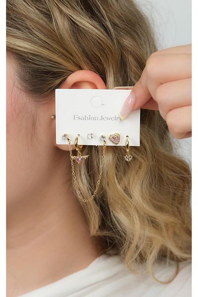 Jack Ferrero Gold Women's Steel 6-Piece Earring Set