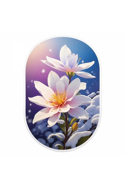 INOVATIX Set of 8 pieces, Sticker Flowers of glory of the snow with snow, INOVATIX®. 6 cm