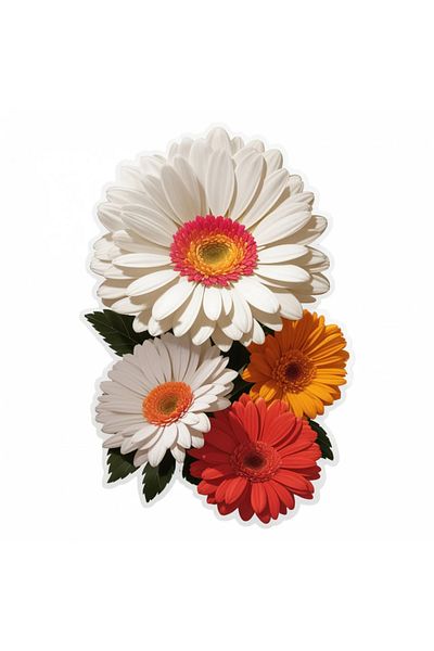 INOVATIX Set of 8 pieces, Sticker Gerbera Flowers, INOVATIX®. 6 cm