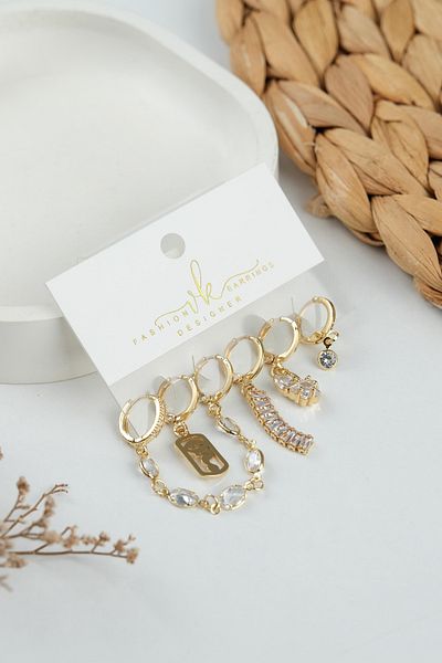 Jack Ferrero Gold Women's Steel 6-Piece Earring Set