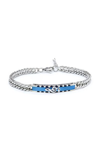 AKSESUARIM Steel Bracelet with Left Key Motif