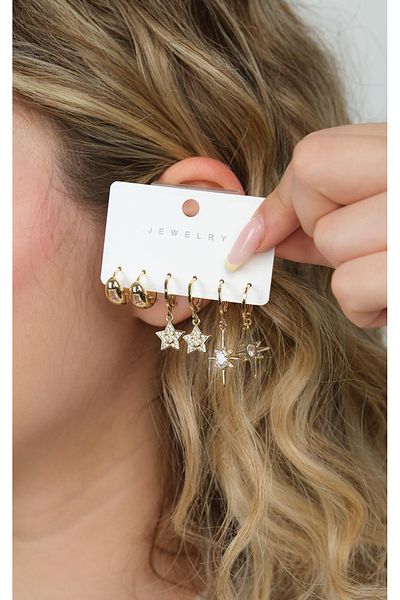 Jack Ferrero Gold Women's Steel 6-Piece Earring Set