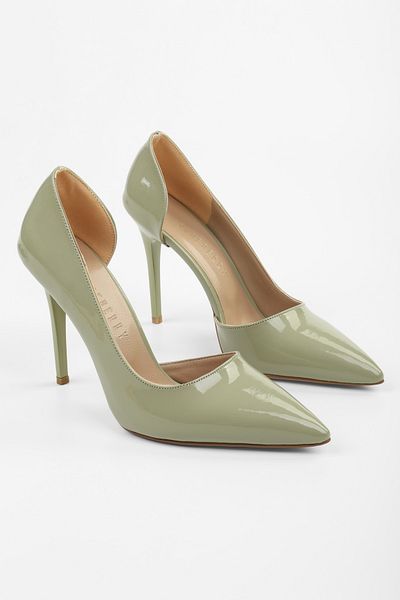 Shoeberry Women's Massy Oil Green Patent Leather Stiletto