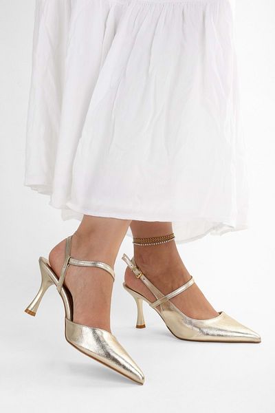 Shoeberry Women's Nella Gold Shiny Stiletto
