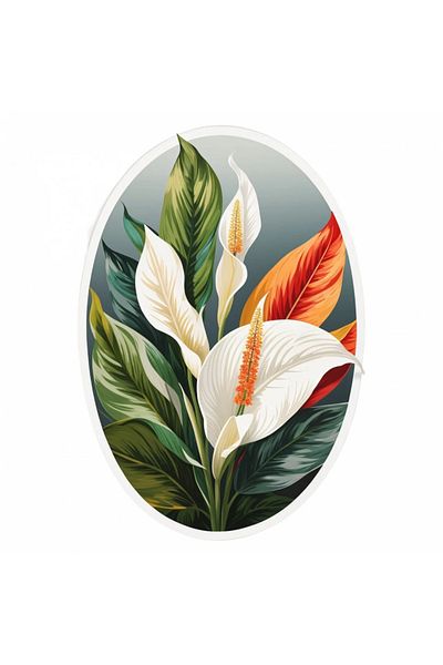 INOVATIX Set of 8 pieces, Peace Lily Flower Sticker, INOVATIX®. 6 cm