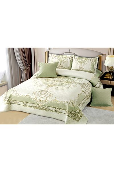 OEM Quilted velvet blanket, with pattern, 5 pieces, double bed, 230x250 cm, CM38