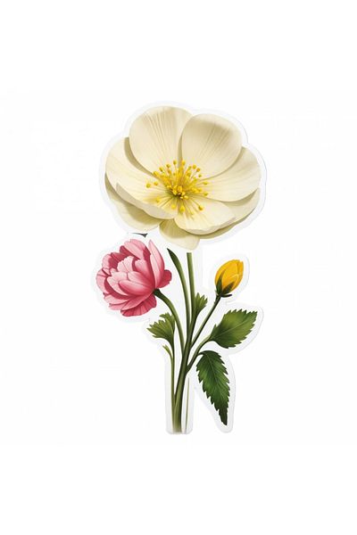INOVATIX Set de 8 bucăți, autocolant floare cocoș cu boboci, INOVATIX®. 6 cm