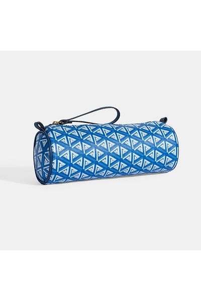 Desa Blue Monogram Patterned Pen Holder/Shaving/Makeup Bag
