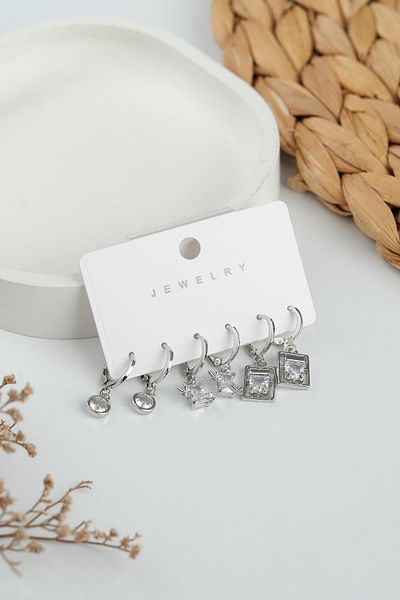 Jack Ferrero Silver Women's Steel 6 Piece Earring Set