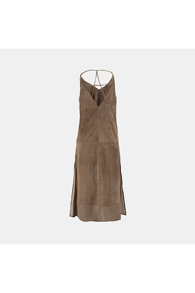 Desa Women's Brown V-Neck Suede Dress