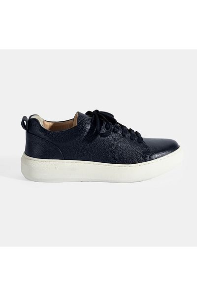 Desa Women's Navy Blue Lace-Up Leather Casual Shoes