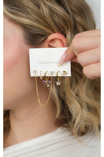 Jack Ferrero Gold Women's Steel 6-Piece Earring Set
