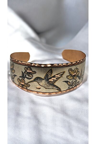 PrestigeSO Kuş işlemeli saf bakır bileklik - rahat kullanım sağlık bilekliği