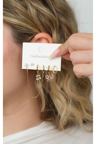 Jack Ferrero Gold Women's Steel 6-Piece Earring Set