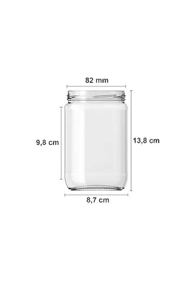 ÇEÇEN HOME (10 Pieces) 660 Cc Glass Jar with Canned Metal Lid (Transparent, 660 Cc)