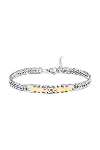 AKSESUARIM Steel Bracelet with Left Key Motif