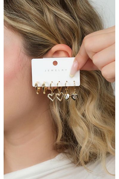 Jack Ferrero Gold Women's Steel 6-Piece Earring Set