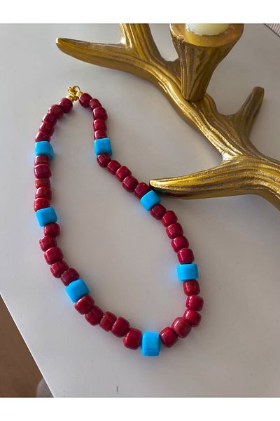 Trend Republic Glass Bead Red Blue Necklace