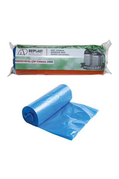 KOLİTÜRK كيس قمامة كبير الحجم 80 × 110، 400 جرام، 20 لفة في صندوق أزرق