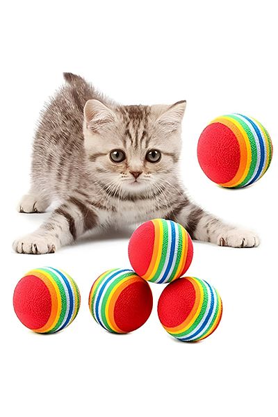 Gritille 4-Piece Rainbow Cat Dog Chew Play Ball 4.2 cm
