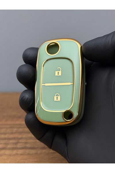 Luxe Aksesuarr Renault Clio2 Clio3 Kango Switchblade 2 Buttons Silicone Key Protection Green Color
