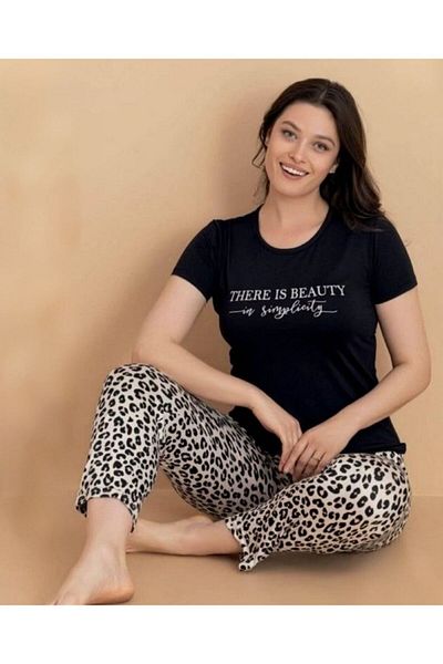 OMODAM Women's Short Sleeve Viscose/Milan Fabric Pajamas Set