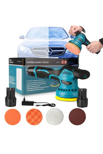 Generic APF® sanding machine, 8 speeds 2500-6600 rpm, 125mm, 2 pcs batteries, Blue/Black