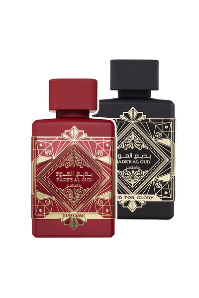 lattafa Pack of 2 perfumes, Badee Al Oud 100 ml and Badee Al Oud Sublime 100 ml