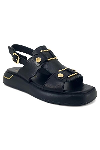 venüs ayakkabı صندل فينوس 2544007 كاجوال من الجلد الطبيعي - أسود
