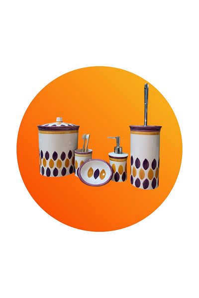 RED SERAMİK Red Ceramic Dara Collection 5 Piece Bathroom Set Water Drop Model