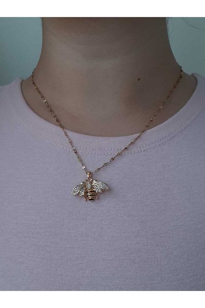 bijoux uniques Steel Necklace with Bee Figure