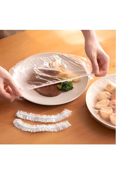 Gritille 100 Pieces Transparent Elastic Plate & Pot Cap |   Stretch Cover |   24 cm – Keeps Food Fresh