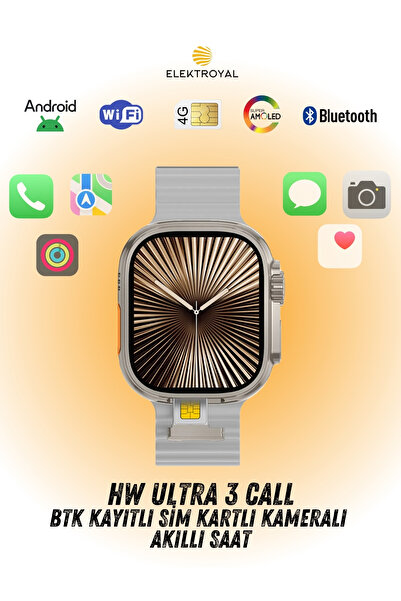 howear HW Ultra 3 Call BTK Sim Kartlı Kameralı Yapay Zeka Android Amoled Ekra...