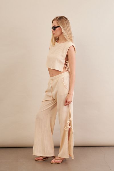 Cool & Sexy Γυναικείο Σετ Βανίλια με επένδυση ώμων κάτω επάνω KED002