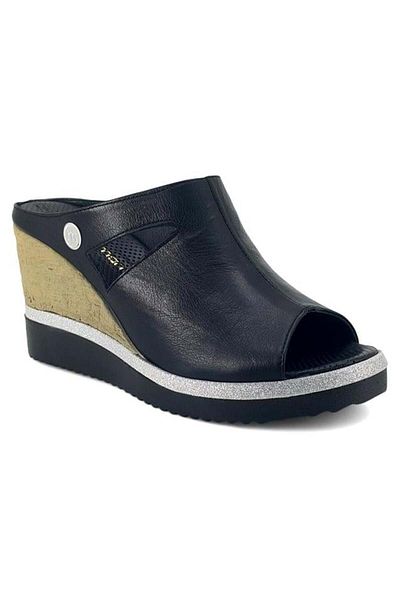 Mammamia 1455 Genuine Leather Daily Women's Slippers-Black