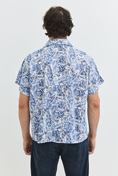 Denim Trip Rahat Fit Kısa Kollu Mavi Erkek Gömlek